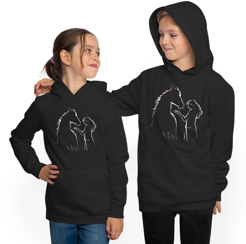 Horse hoodie for kids - hooded sweater silhouette with woman and horse